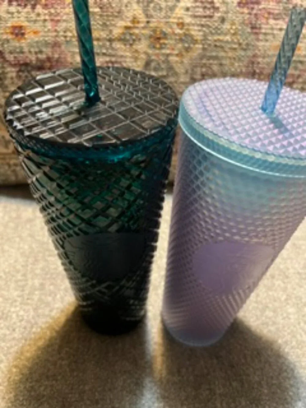 NWT Two Starbucks 24oz. Tumbler/Cups in Iridescent Green & Ombre Lt. Blue/purple